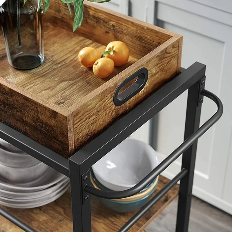 3-tier Riggle Kitchen Cart, Rustic Brown