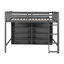 Lit mezzanine double avec 8 tablettes de rangement ouvertes et échelle intégrée, gris antique-2146190998