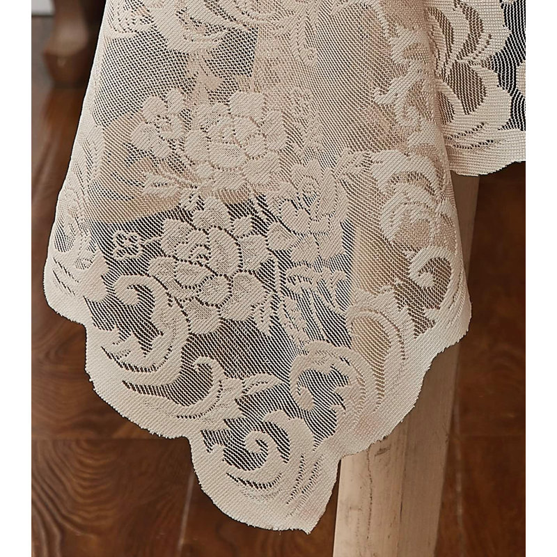 Daniyah Floral Wedding Lace Tablecloth, Linen, 104" x 60"