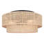 BELLAMY 19 In. 3-Light 60-Watt Boho Black Flush Mount With Natural Rattan Shade-1593773914