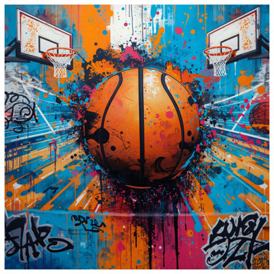 Rideaux de douche Graffiti Basketball Court