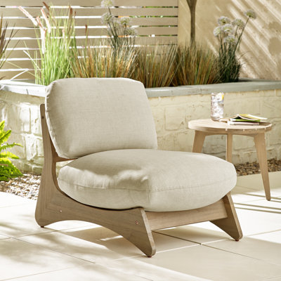 Pottsville Indoor/Outdoor Solid Wood Single Accent Chair - Mid Century Modern for Stylish Garden Patio