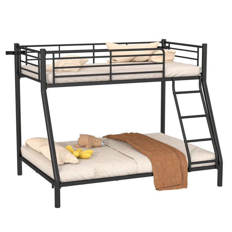 Aafke Kids Twin Size Metal Bunk Bed Frame with Ladder & Full-Length Guardrail Heavy Duty Sturdy 2 in 1 Convertible Bunk Bed