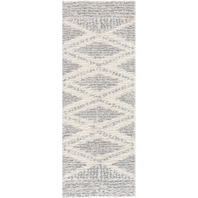 Gala Southwestern Shaggy Plush Grey/Beige/Cream Area Rug