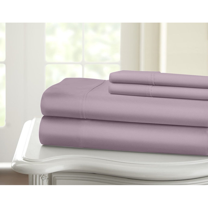 Egyptian Cotton Sateen Sheet Set, Purple, Full Sheet Set + Fitted Sheet + 2 Pillowcases