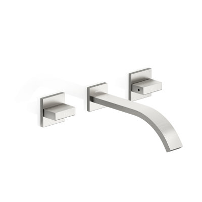 Rugen Gold Sink Faucet with Drain, 3-Hole 2-Handle Wall Mount Faucets for Bathroom Sink/ Vessel/ Bathtub, Ceramic Cartridge & Valve Included, Bathroom Fixtures