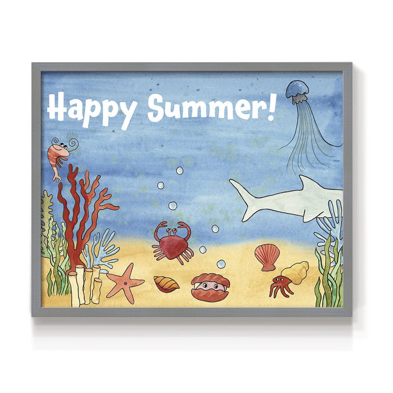 «Cute Sea Creatures I», reproduction encadrée, H 11 po x l 14 po, Gris