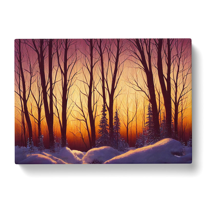 Winter Forest Sunset - Wrapped Canvas
