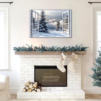 «Winter Wonderland», art mural magnifique sur toile de neige hivernale pour la décoration du salon, images encadrées d'un arbre d'hiver pour la chambre à coucher, cadre en bois imprimé sur toile tendue, 20 po x 30 po