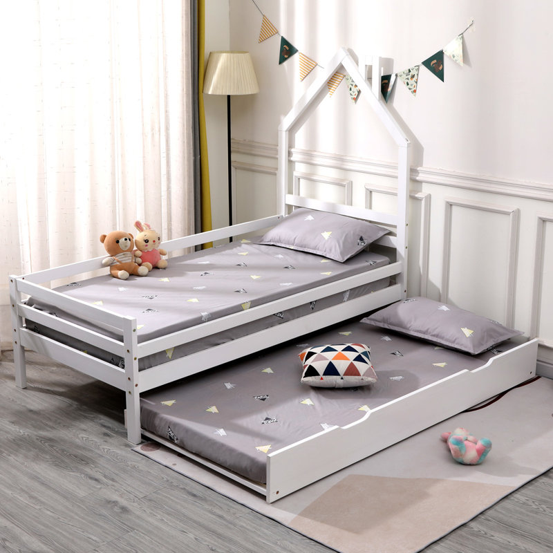 Lucien 90 X 190cm Cabin Bed, White, With Trundle, With 2 x Mattress