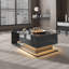 Table basse, noir brillant, table d'appoint, table basse avec verre et effet DEL, avec plateau en verre.