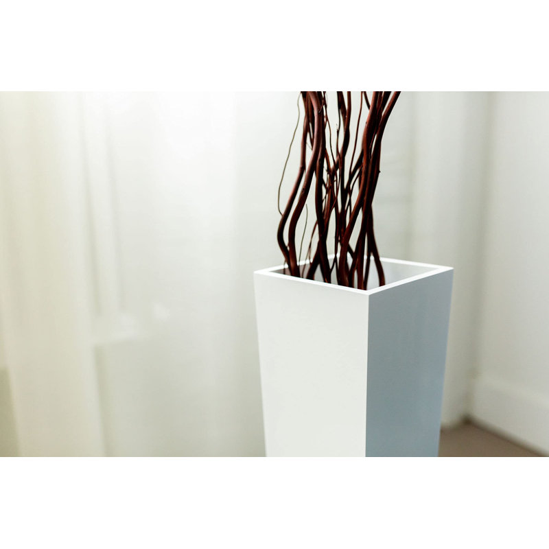 Vase de plancher en bois, Blanc, H 27 po x l 6 po x P 6 po