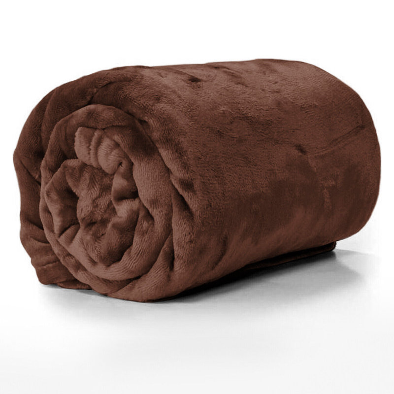 Carsonhill Reversible Mink Faux Fur Plush Fleece Throw/ Blanket, Coffee, W150 x L200cm