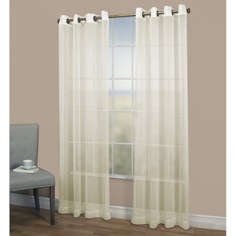 Stepanie Semi Sheer Curtain Single Panel, 52" W x 63" L, Ivory