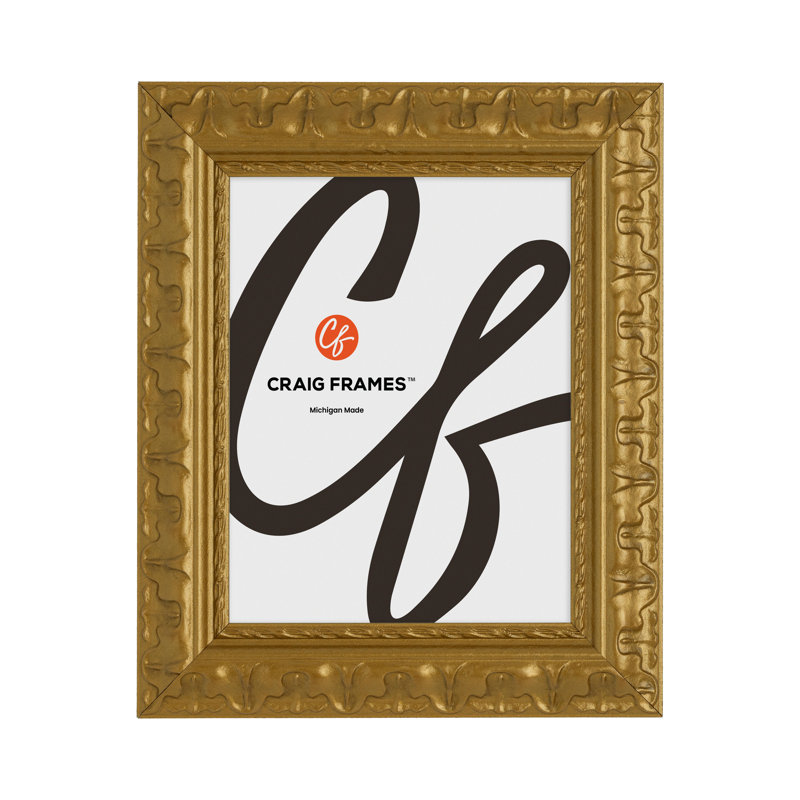 Cadre photo Craig Frames 21 x 28 pouces, doré, style Bravado, moulure en MDF de 2 pouces, finition peinte, vitre en plexiglas et système d'accrochage inclus.