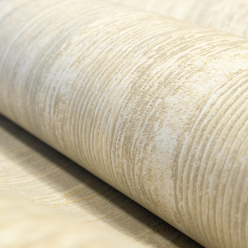 Arisdelsy Metallic Wooden Plank 10.05m x 53cm Textured Wallpaper Roll, Cream