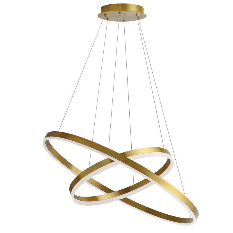 Lustre géométrique à 1 lumière DEL Brackeen, Laiton vieilli