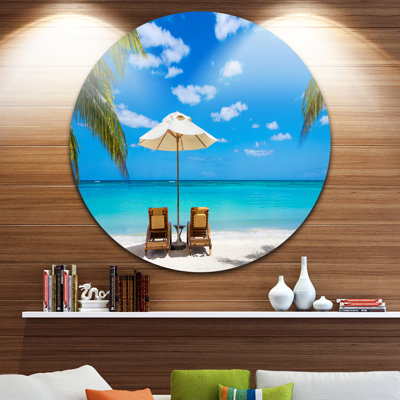 Beach Canvas Wall Art, Turquoise Ocean Coastal Photography Print - Turquoise Beach with Chairs
