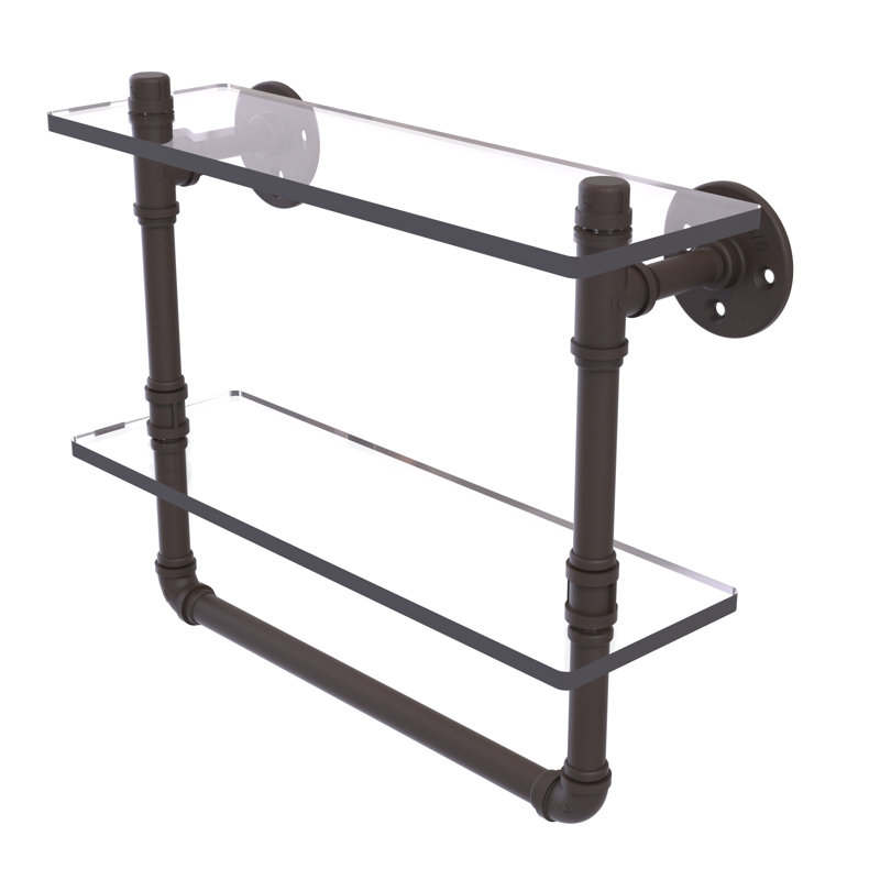 Bayer 2 Piece Industrial Pipe Shelves, Oil Rubbed Bronze, 13.2" H x 16" W x 5.6" D
