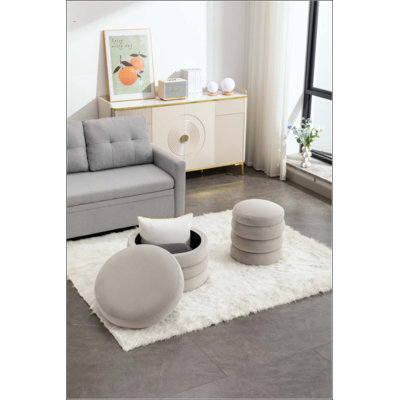 Repose-pieds rond avec rangement en tissu Boucle