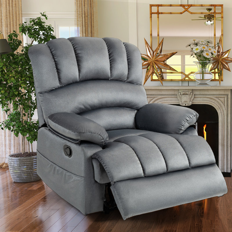 Chemika 40" Wide Oversize Upholstery Manual Recliner, Medium Gray