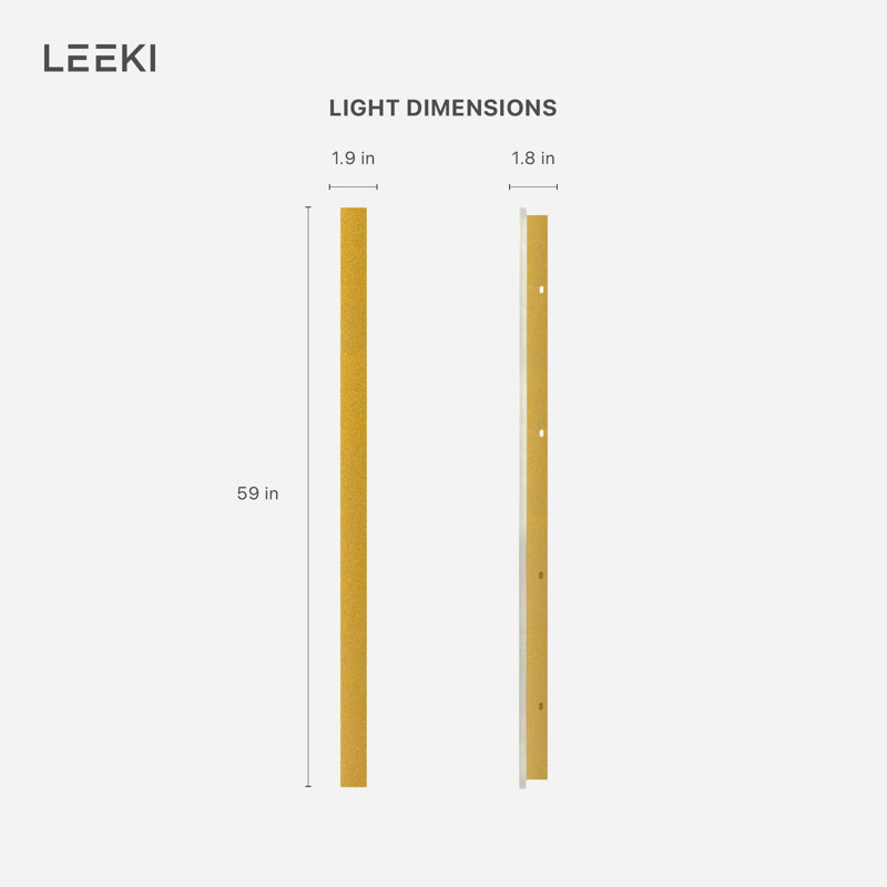 Outdoor Modern Metallic Wall Light Led Sconce Fixture Rectangular - Ip65 Anti-Rust, Gold, 59" H x 1.9" W x 1.8" D