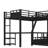 Twin Over Full L-Shaped Metal Triple Bunk Bed with Loft Bed, Desk, Storage Shelves, USB Port & Slide, Black-831269893