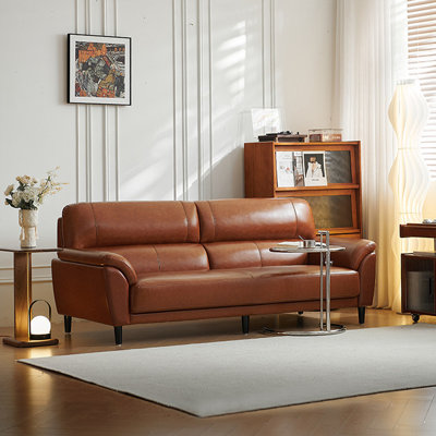 Brown Genuine Leather Standard Sofa cushion Loveseat