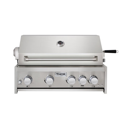 Thor Kitchen 4 - Burner Free Standing Liquid Propane Infrared 59 BTU BTU Gas Grill with Side Burner