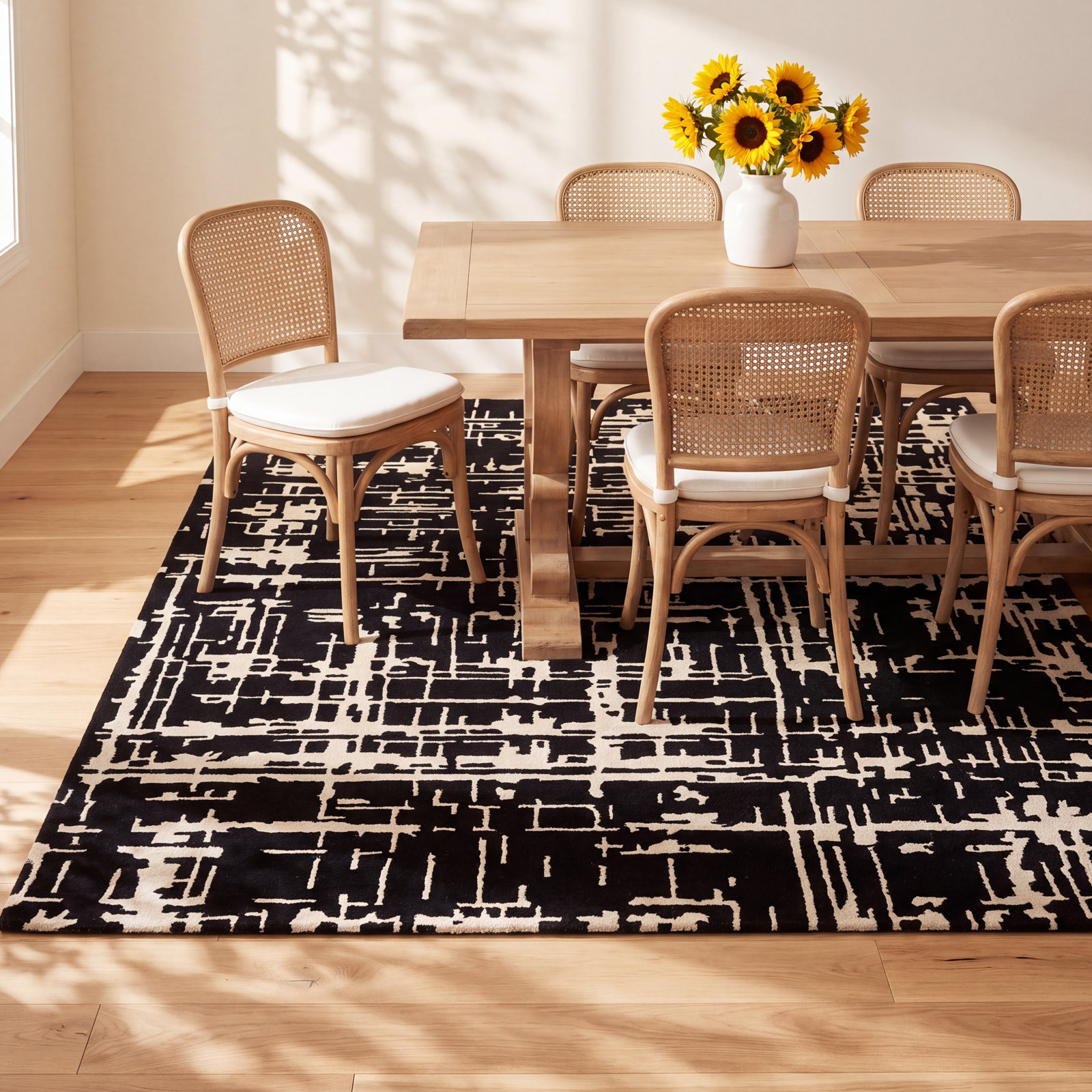 Brannon Black Hand-Tufted Abstract Rug, Rectangle 10' x 14'