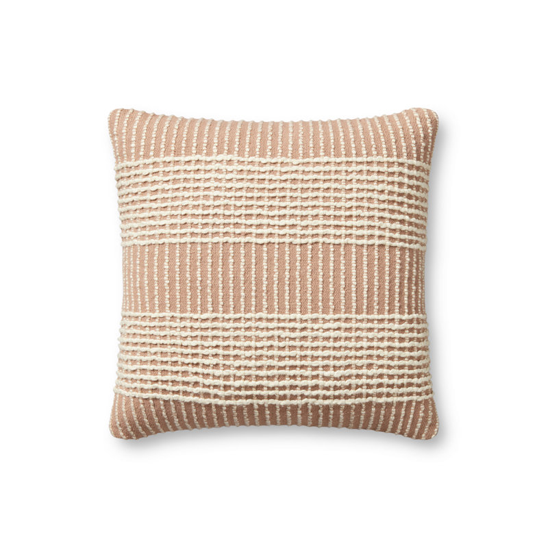 Blush Cotton Textural Striped 18" x 18" Pillow Cover