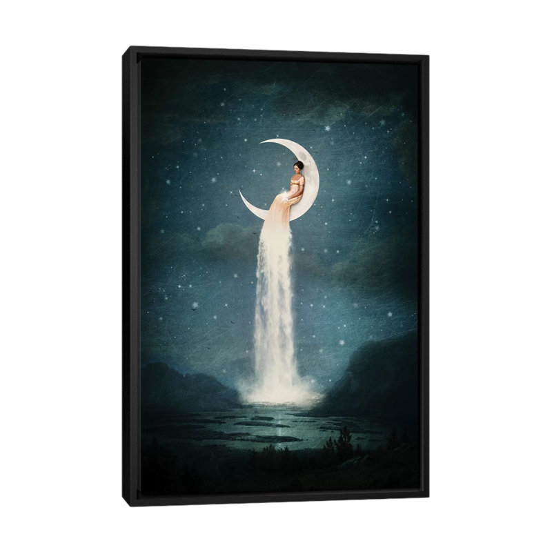 «Moonriver Lady», impression sur toile, H 26 po x l 18 po x P 1,5 po, Pas de tapis, Toile avec cadre noir