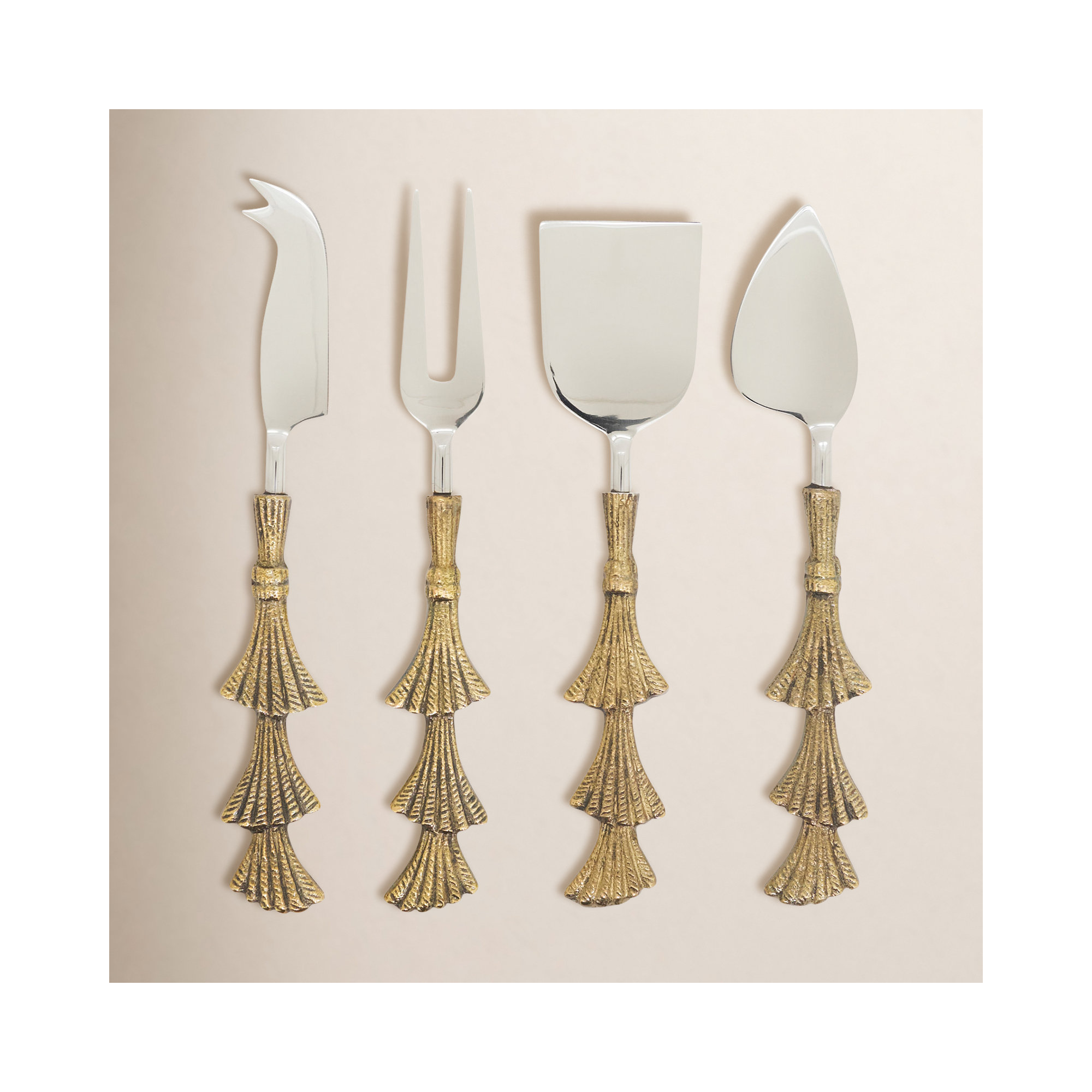 Festive Tree Cheese Cutlery Set, Gold