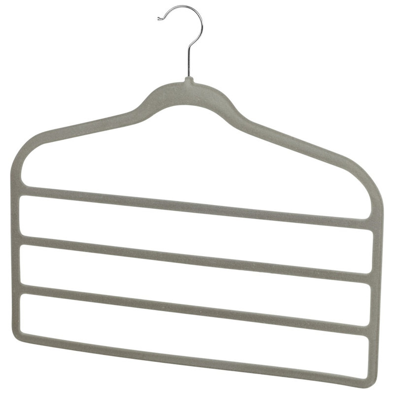 Velvet 4-Bar Trouser Hangers, 4, Gray