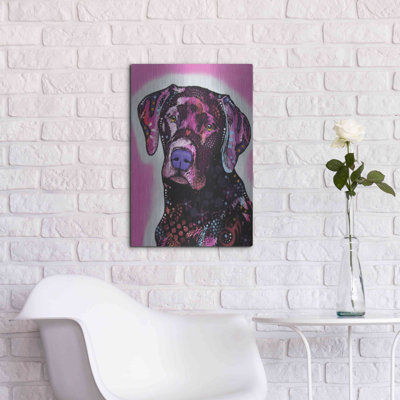 «Black Lab» par Dean Russo - peinture sur métal sans cadre