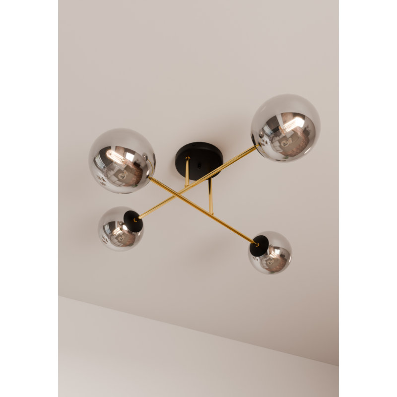 Wisby 4 - Light Dome Chandelier, Grey, Black