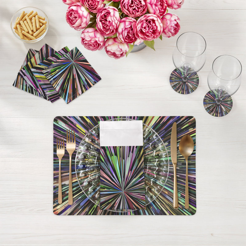 Fireworks Cotton Sateen Cocktail Napkins, Black