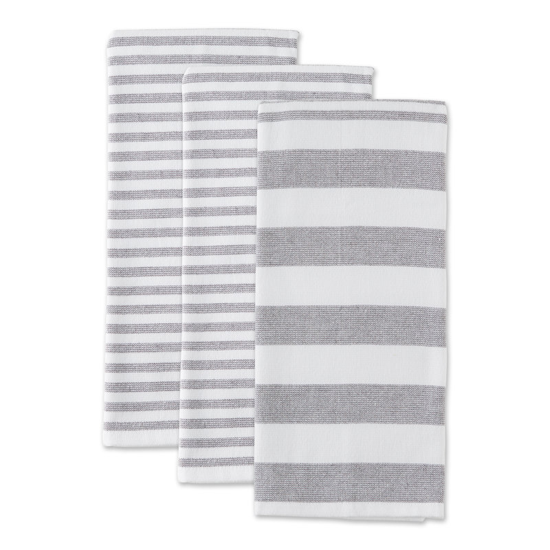 Cotton Stripe Waffle Tea Towel Kitchen Towel, Mineral