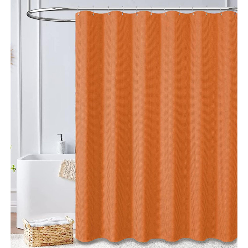 Rideau de douche de couleur unie avec 12 crochets en acier inoxydable inclus, H 72 po x l 72 po, Orange