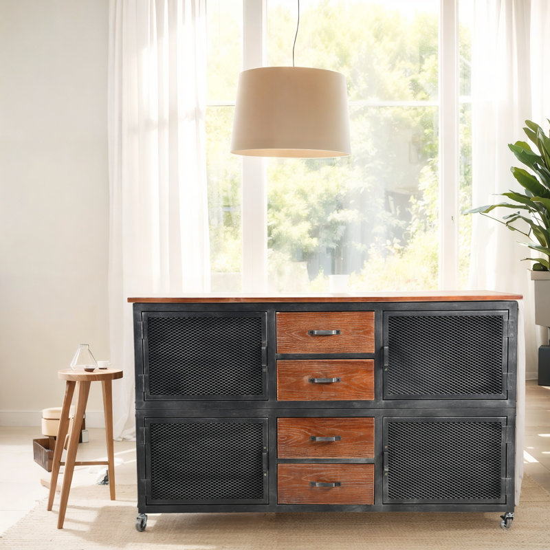 Kerchner Accent Cabinet, Silver/Brown