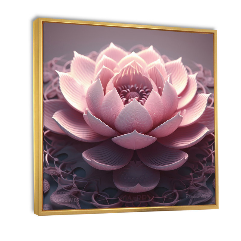 «Tender Blossoming Pink Flower I», art mural grand lotus, H 30 po x l 30 po x P 1 po, Cadre flottant doré