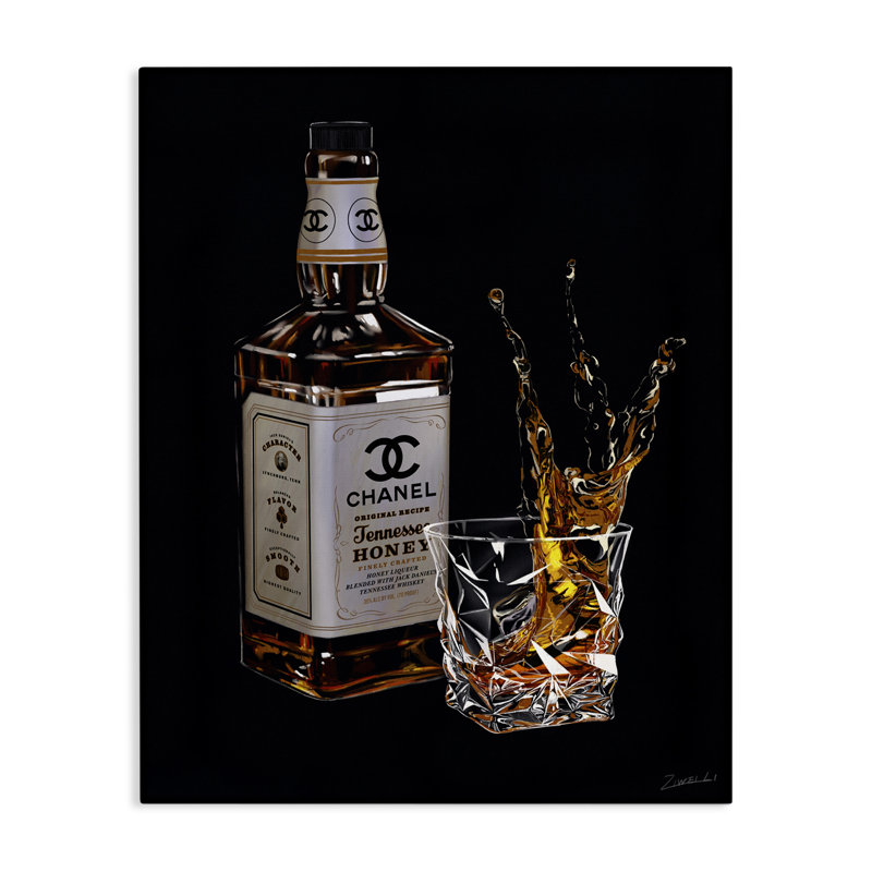 " Splashing Liqueur Glam Whiskey Bottle " by Ziwei Li, 20" H x 16" W x 1.5" D