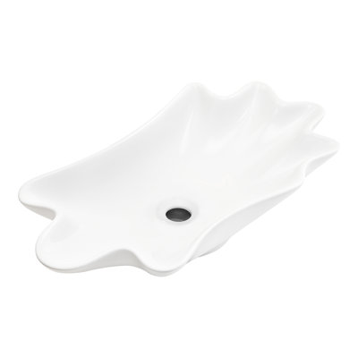 Forme de coquille de vasque de salle de bain 24 po * 13 po, conception américaine, glacis de haute qualité, céramique pré-percée sans robinet, entretien facile, drain installé