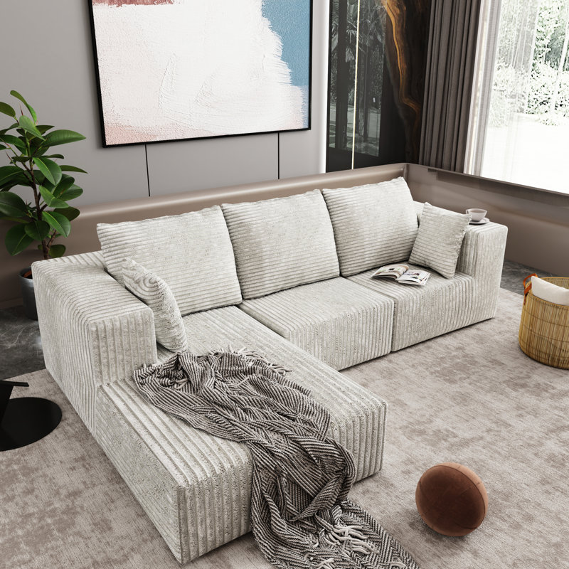 Quatre sièges en gris, combinaison d'angle, éponge haute densité, tissu doux, résilience, structure modulaire