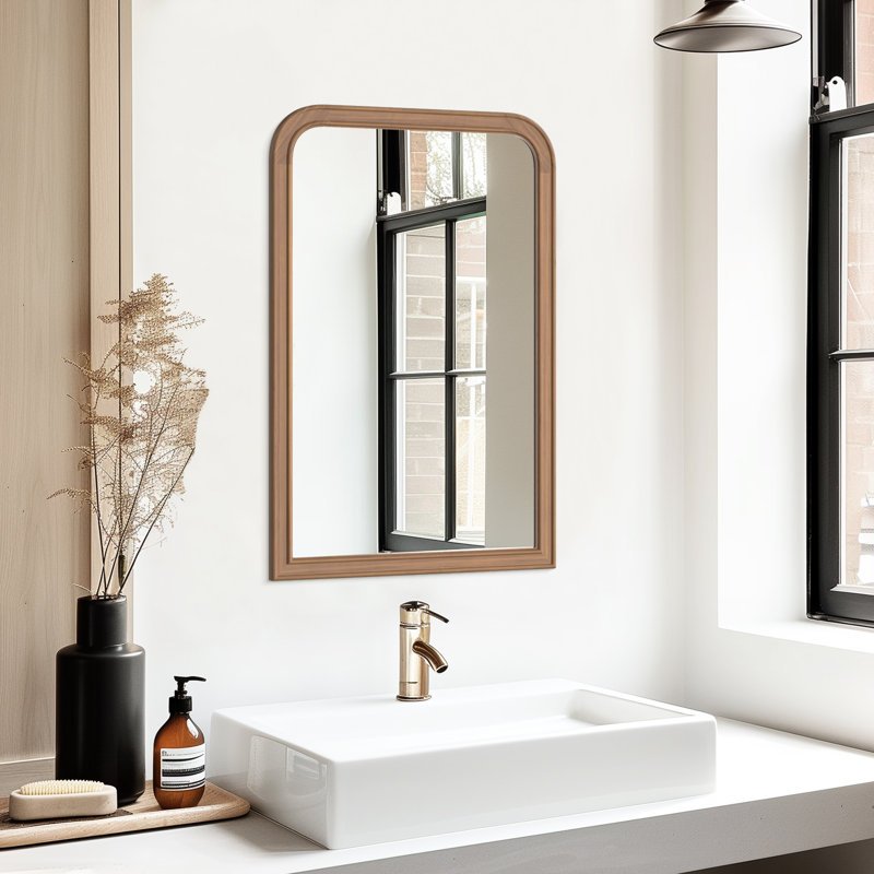 Miroir de salle de bain Ancell, 30 po x 20 po, Bois naturel