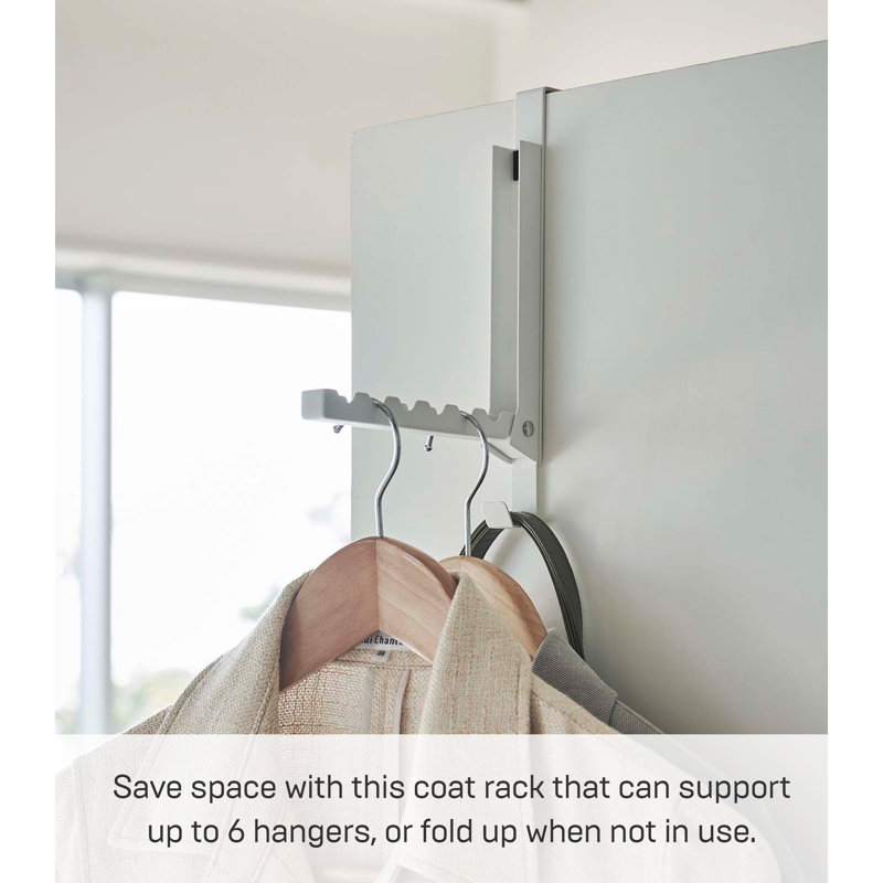 White Steel Over-the-Door Folding Hook Rack