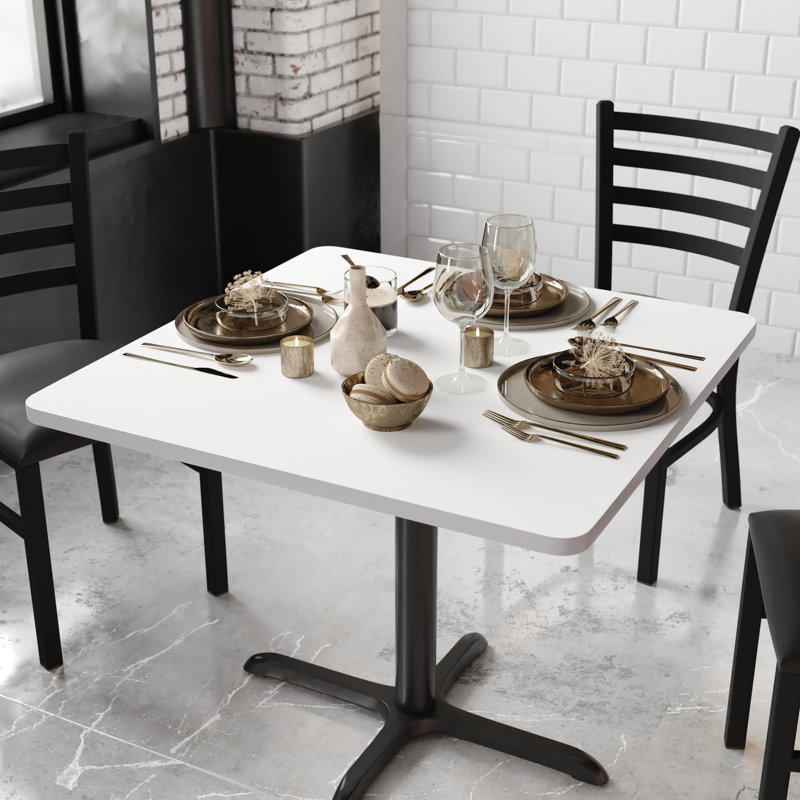 Plateau de table avec plateau en stratifié réversible, Carré 42 po, Noir / acajou
