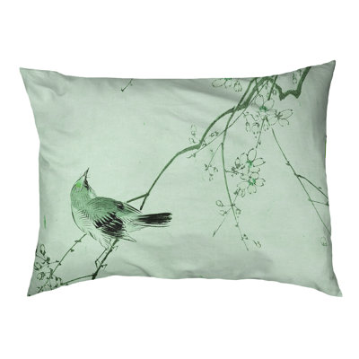 Coussin d’extérieur pour chien avec oiseau japonais et fleurs Carmean