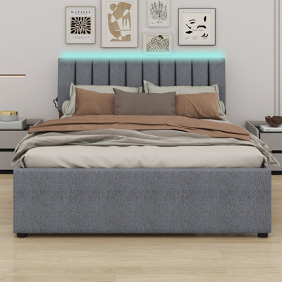Lit plateforme tapissier avec lit gigogne