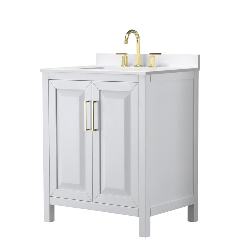 Daria 30'' W Vanity, White, Brushed Gold, Giotto Quartz